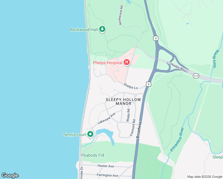 map of restaurants, bars, coffee shops, grocery stores, and more near 3 Terrace Close in Sleepy Hollow