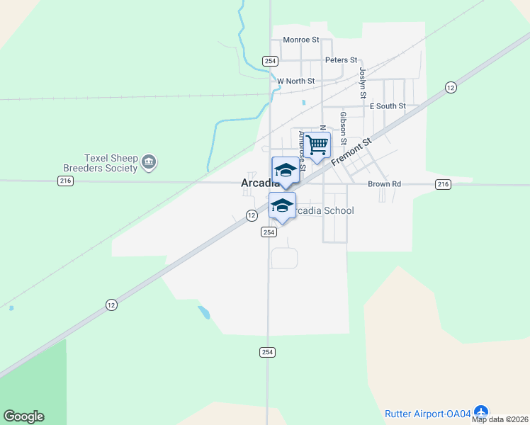 map of restaurants, bars, coffee shops, grocery stores, and more near 18976 Highway 12 in Arcadia