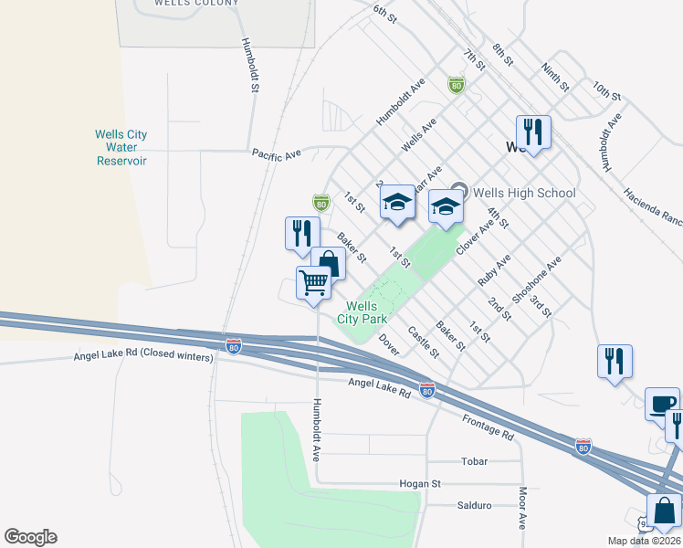 map of restaurants, bars, coffee shops, grocery stores, and more near 764 Humboldt Avenue in Wells