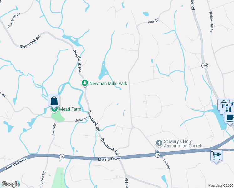 map of restaurants, bars, coffee shops, grocery stores, and more near 99 Fawnfield Road in Stamford