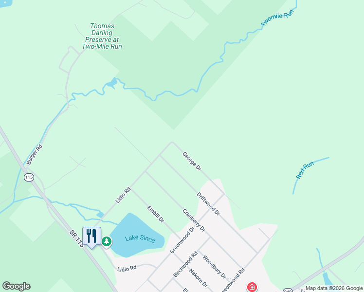 map of restaurants, bars, coffee shops, grocery stores, and more near 220 George Drive in Blakeslee