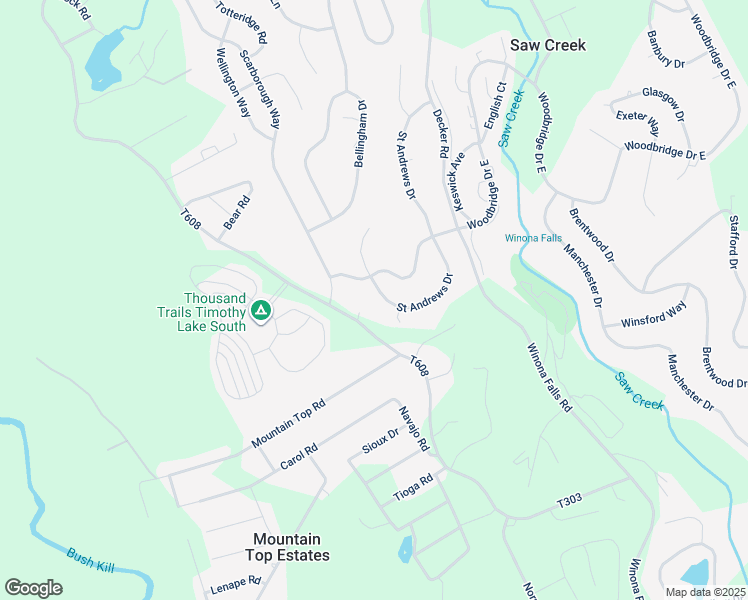 map of restaurants, bars, coffee shops, grocery stores, and more near 247 Saint Andrews Drive in Saw Creek