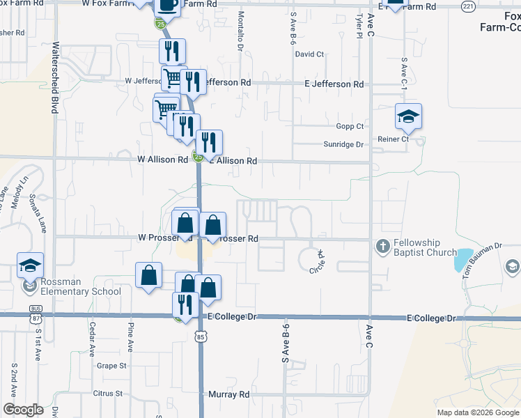 map of restaurants, bars, coffee shops, grocery stores, and more near 1008 Mitchell Place in Cheyenne