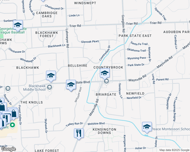 map of restaurants, bars, coffee shops, grocery stores, and more near 7611 Dunleith Court in Fort Wayne