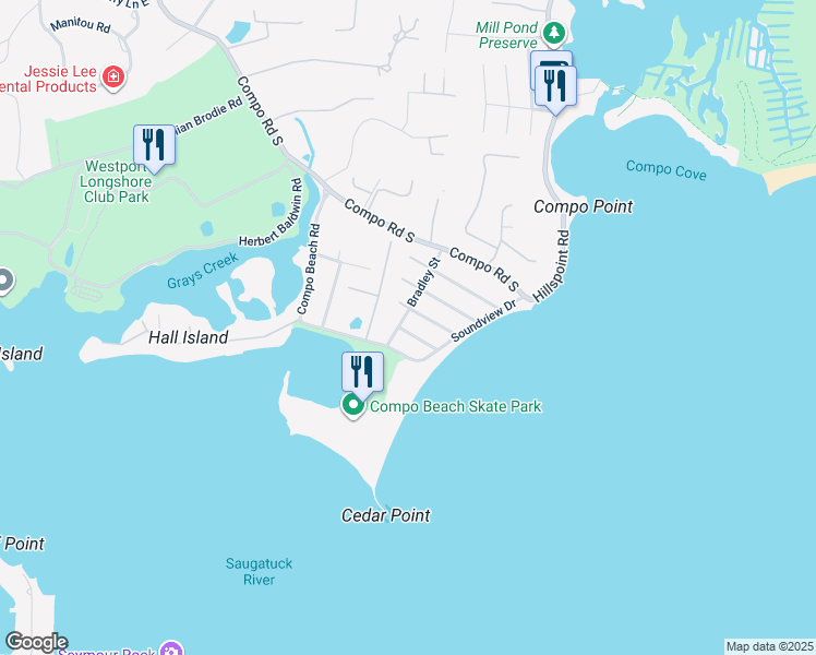 map of restaurants, bars, coffee shops, grocery stores, and more near 16 Westport Avenue in Westport