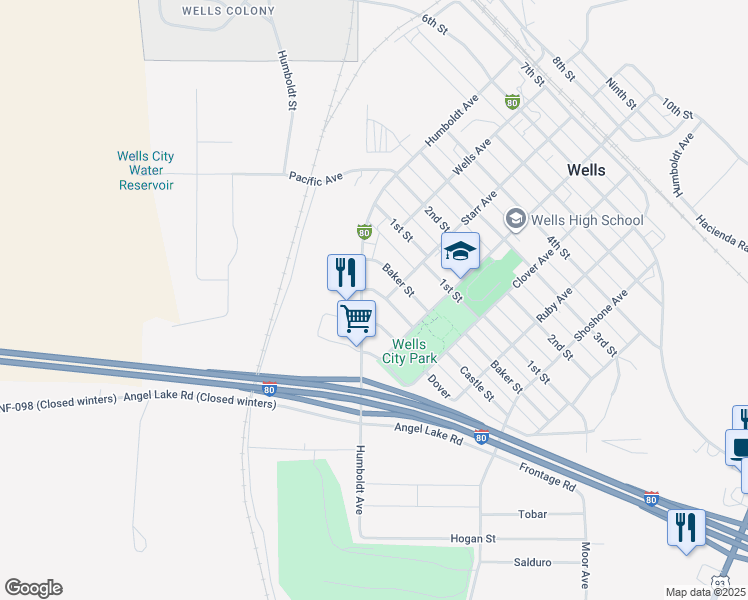 map of restaurants, bars, coffee shops, grocery stores, and more near 764 Humboldt Avenue in Wells