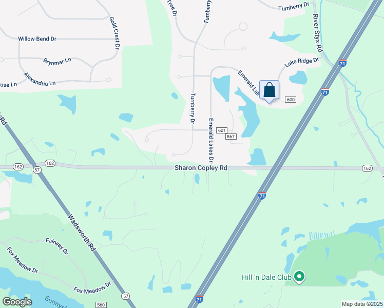 map of restaurants, bars, coffee shops, grocery stores, and more near 4051 Turnberry Drive in Medina