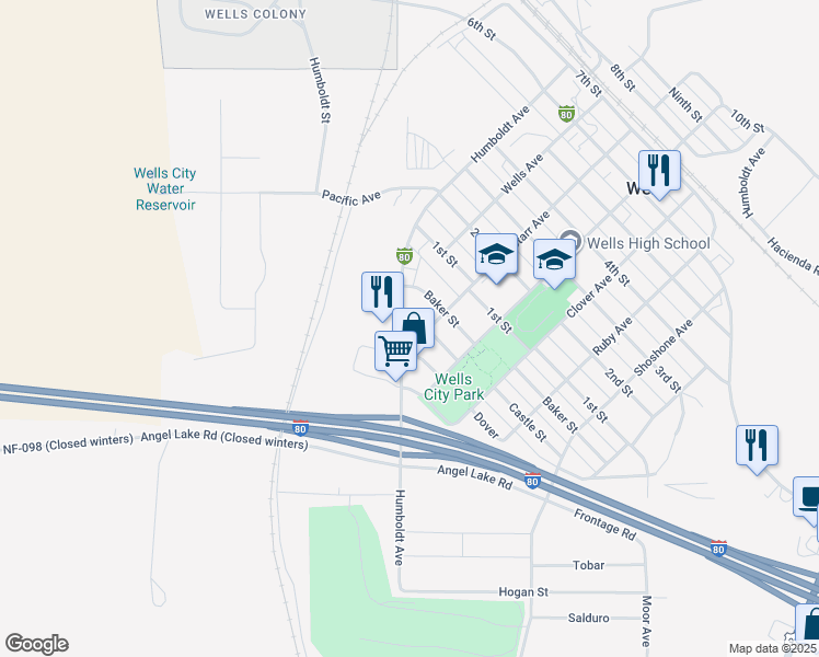 map of restaurants, bars, coffee shops, grocery stores, and more near 764 Humboldt Avenue in Wells