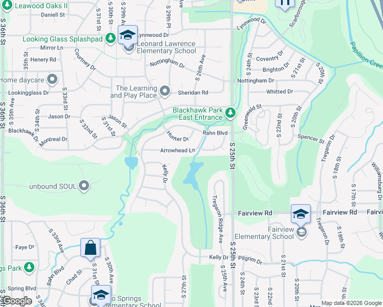 map of restaurants, bars, coffee shops, grocery stores, and more near 2703 Arrowhead Lane in Bellevue