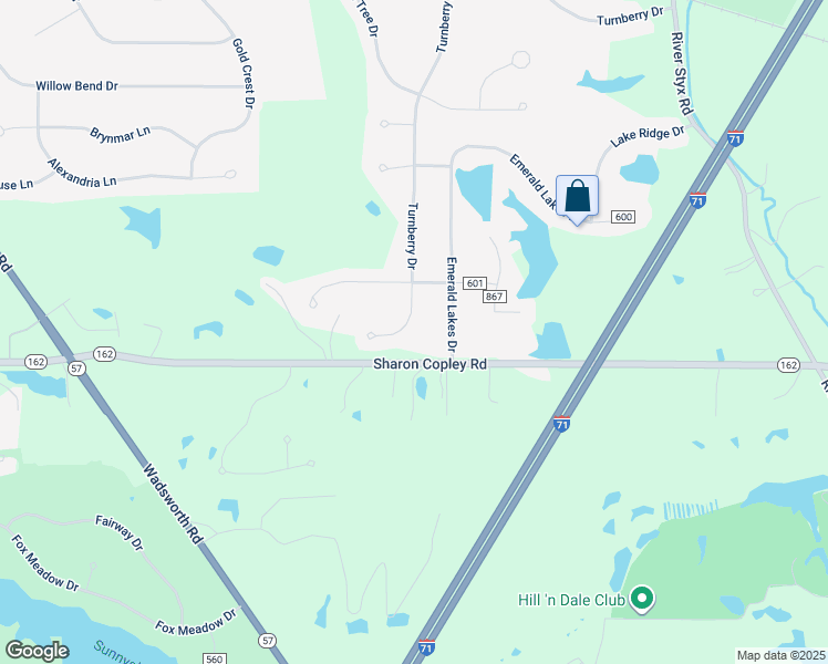 map of restaurants, bars, coffee shops, grocery stores, and more near 4051 Turnberry Drive in Medina