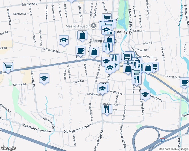 map of restaurants, bars, coffee shops, grocery stores, and more near 23 West Funston Avenue in Spring Valley