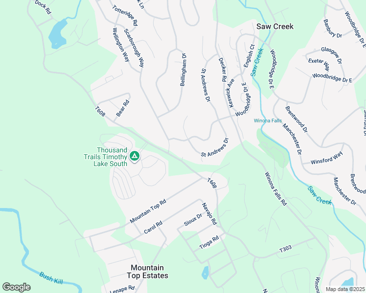 map of restaurants, bars, coffee shops, grocery stores, and more near 7117 Woodbridge Drive West in Saw Creek