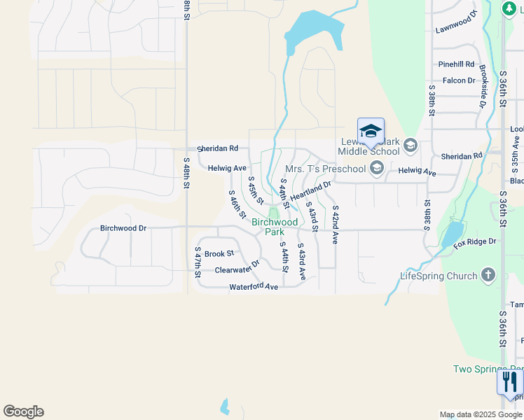 map of restaurants, bars, coffee shops, grocery stores, and more near 13703 South 46th Street in Bellevue