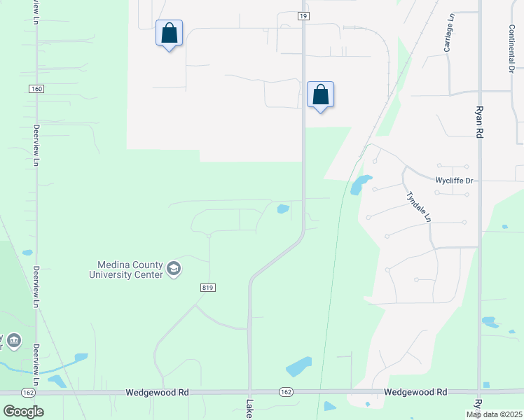 map of restaurants, bars, coffee shops, grocery stores, and more near 6170 Lake Road in Medina