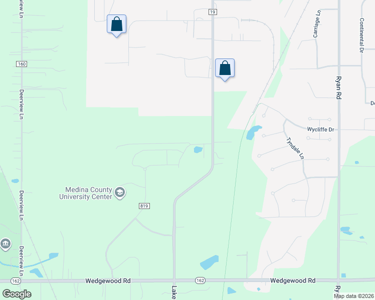 map of restaurants, bars, coffee shops, grocery stores, and more near 6170 Lake Road in Medina