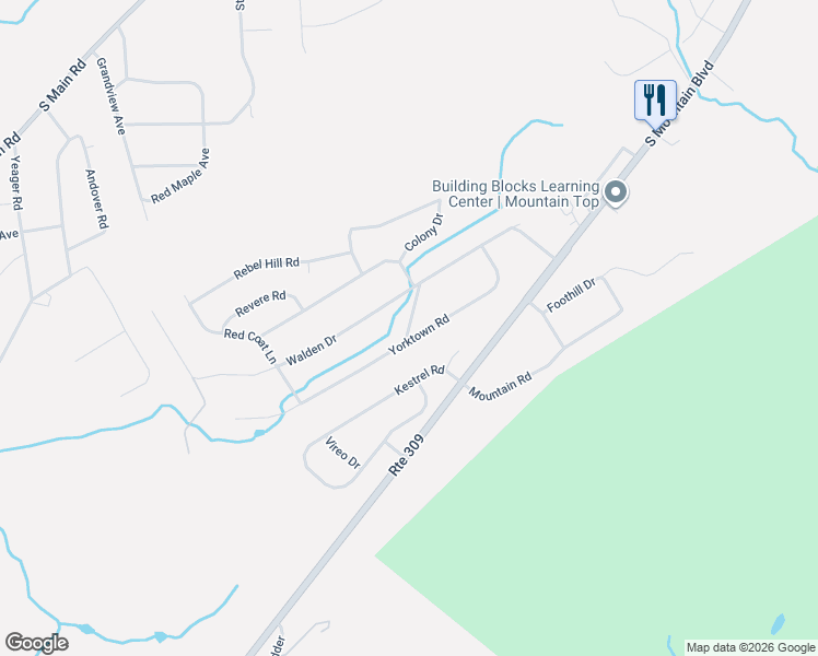 map of restaurants, bars, coffee shops, grocery stores, and more near 38 Yorktown Rd in Mountain Top