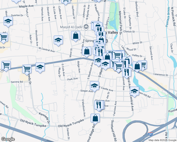 map of restaurants, bars, coffee shops, grocery stores, and more near 23 West Funston Avenue in Spring Valley