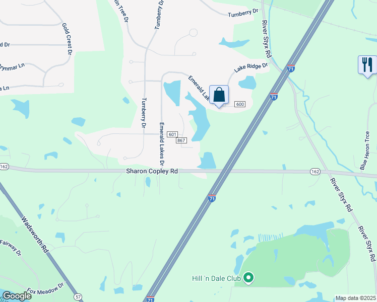 map of restaurants, bars, coffee shops, grocery stores, and more near 6140 Champagne Shores in Medina