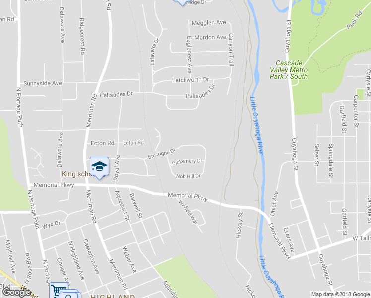 map of restaurants, bars, coffee shops, grocery stores, and more near 520 Bastogne Drive in Akron