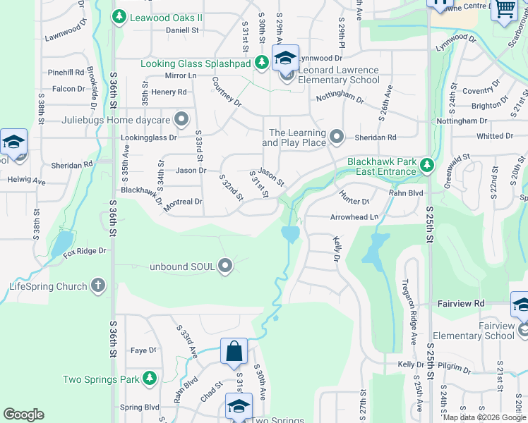 map of restaurants, bars, coffee shops, grocery stores, and more near 3105 Lone Tree Road in Bellevue