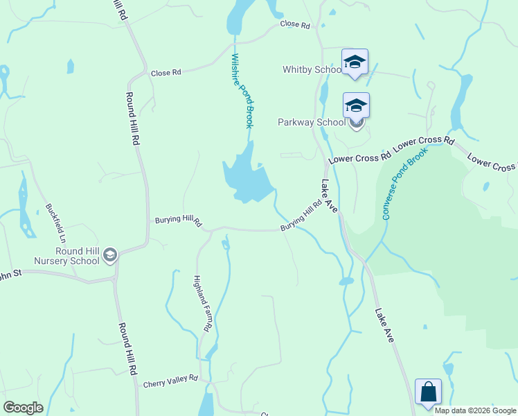 map of restaurants, bars, coffee shops, grocery stores, and more near 45 Burying Hill Road in Greenwich