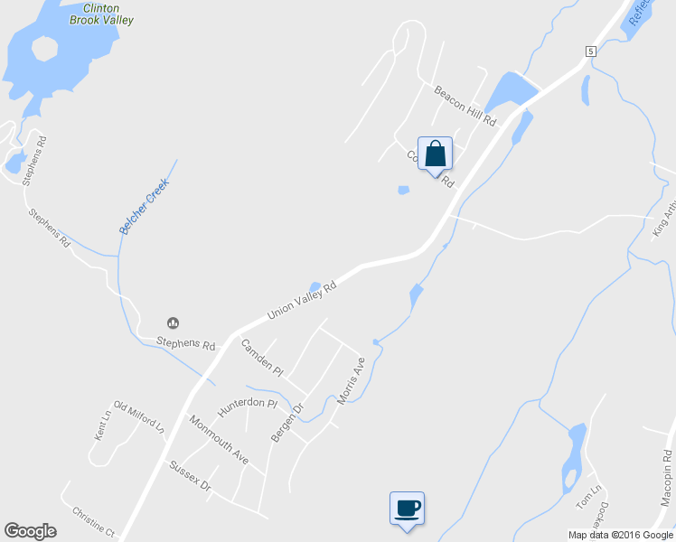 map of restaurants, bars, coffee shops, grocery stores, and more near 1025 Union Valley Road in West Milford