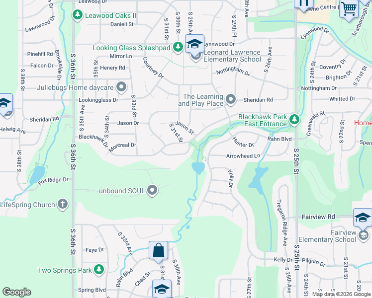 map of restaurants, bars, coffee shops, grocery stores, and more near 2934 Lone Tree Road in Bellevue