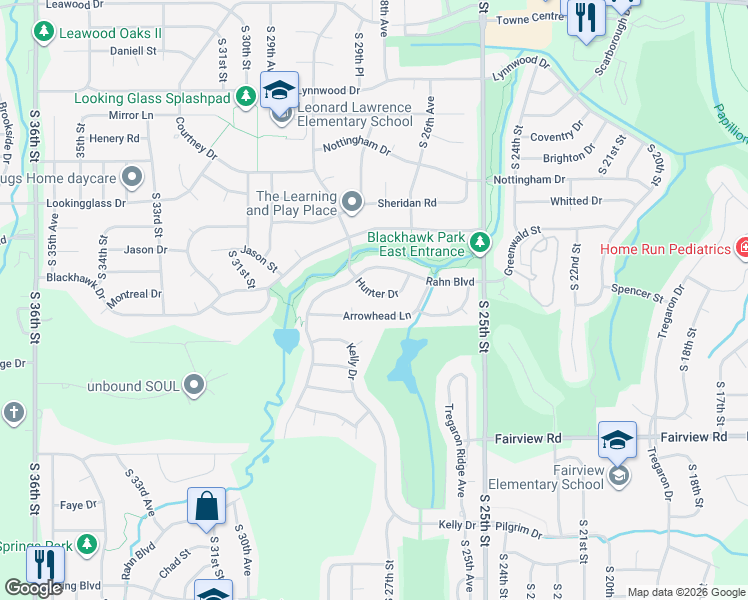 map of restaurants, bars, coffee shops, grocery stores, and more near 2805 Arrowhead Lane in Bellevue