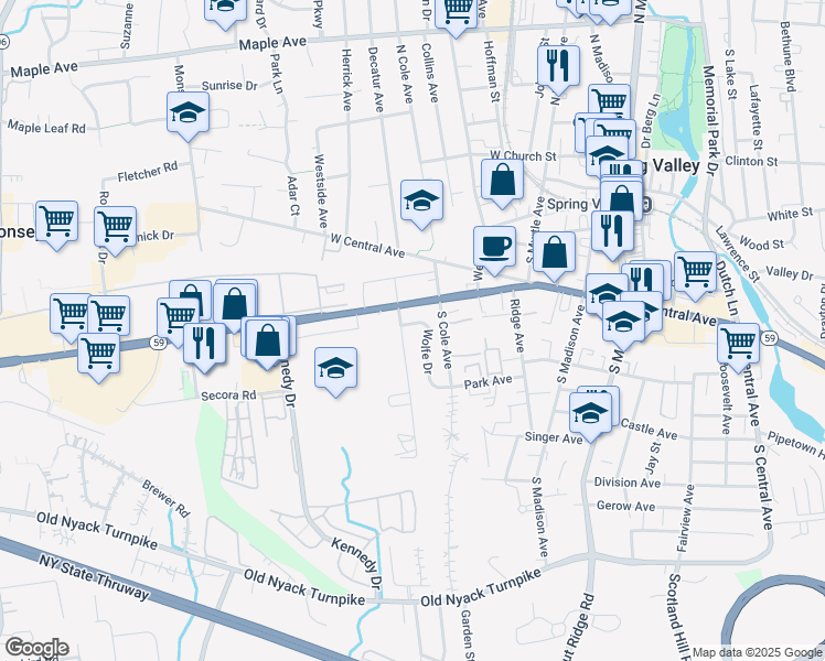 map of restaurants, bars, coffee shops, grocery stores, and more near 312 Alturas Road in Spring Valley