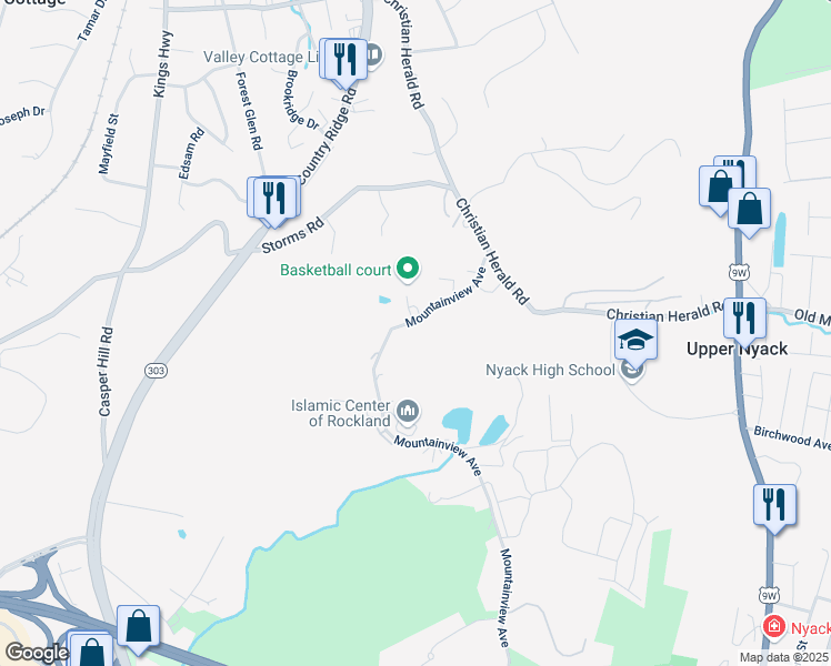 map of restaurants, bars, coffee shops, grocery stores, and more near 560 Mountainview Avenue in Valley Cottage