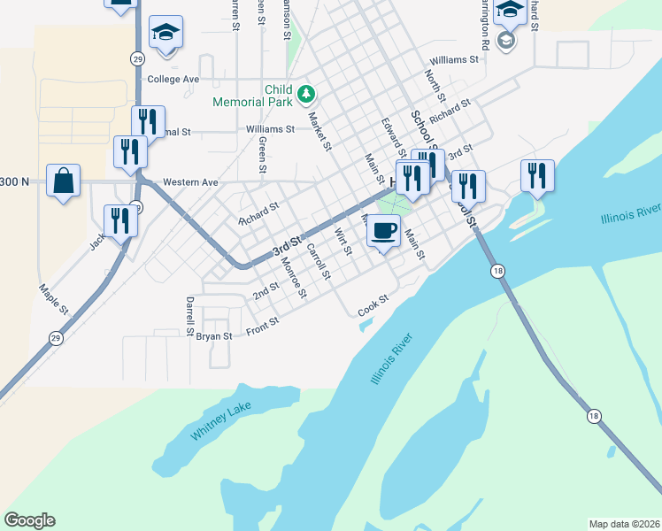 map of restaurants, bars, coffee shops, grocery stores, and more near 401 Wirt Street in Henry