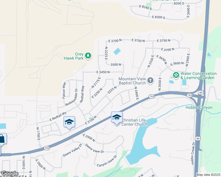 map of restaurants, bars, coffee shops, grocery stores, and more near 2277 East 3225 North in Layton