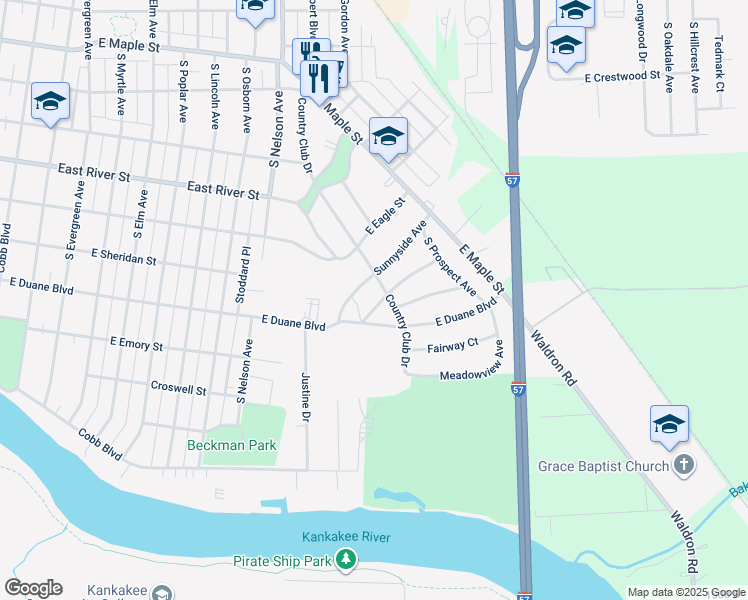 map of restaurants, bars, coffee shops, grocery stores, and more near 1761 Greenview Avenue in Kankakee