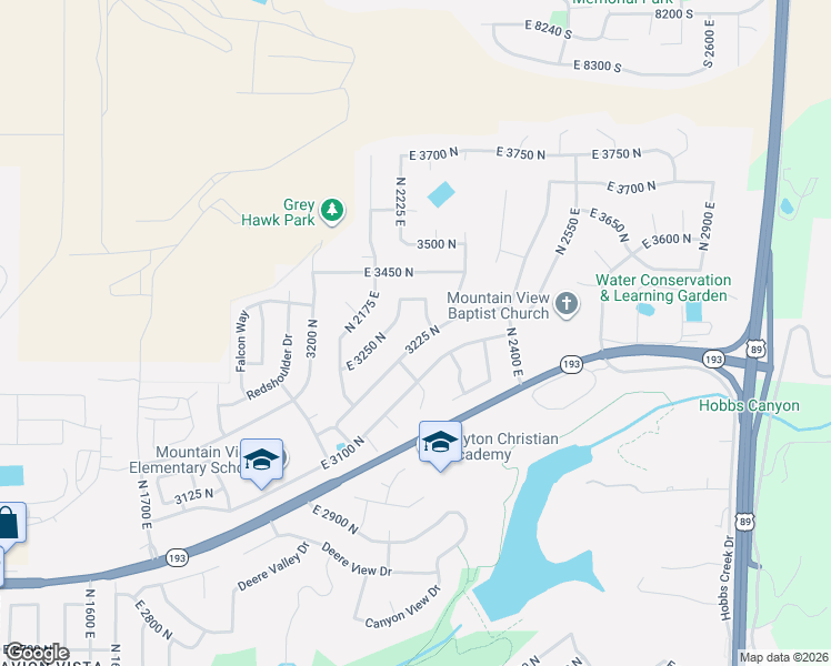 map of restaurants, bars, coffee shops, grocery stores, and more near 2277 East 3225 North in Layton
