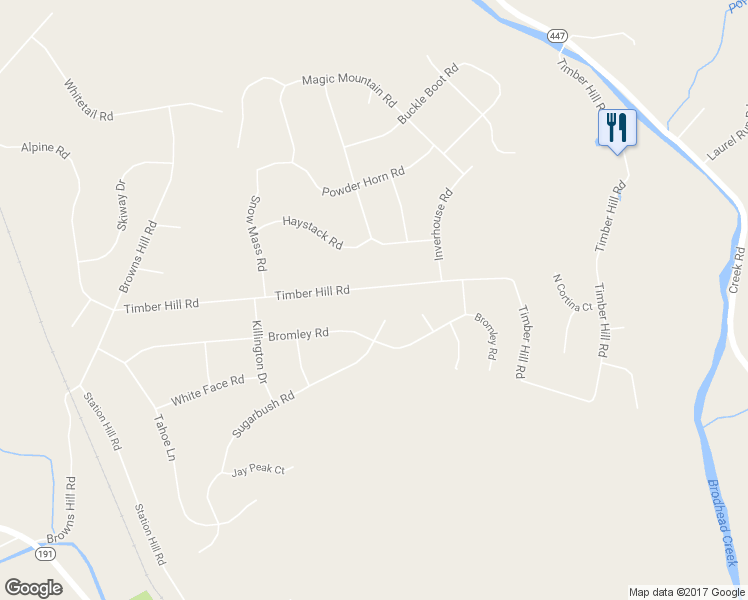 map of restaurants, bars, coffee shops, grocery stores, and more near 222 Timber Hill Road in Henryville