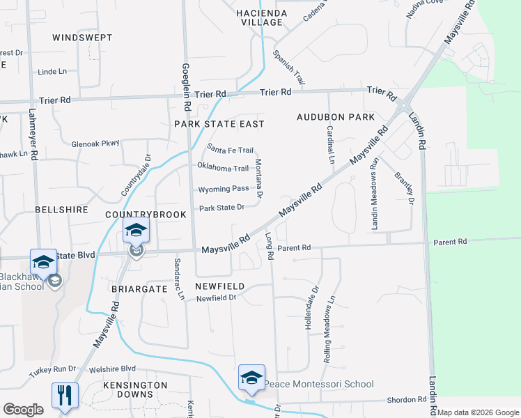 map of restaurants, bars, coffee shops, grocery stores, and more near 3312 Montana Drive in Fort Wayne
