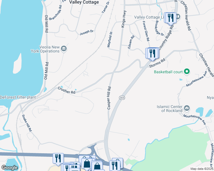 map of restaurants, bars, coffee shops, grocery stores, and more near 406 Casper Hill Road in West Nyack