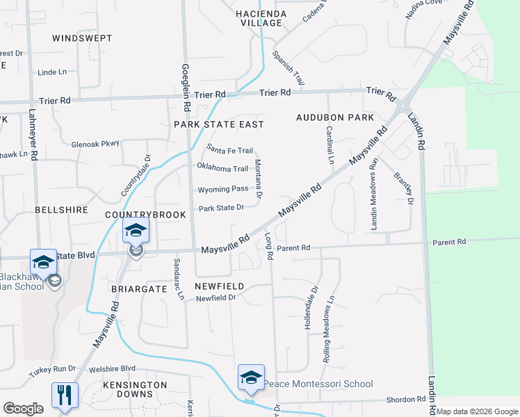 map of restaurants, bars, coffee shops, grocery stores, and more near 3312 Montana Drive in Fort Wayne