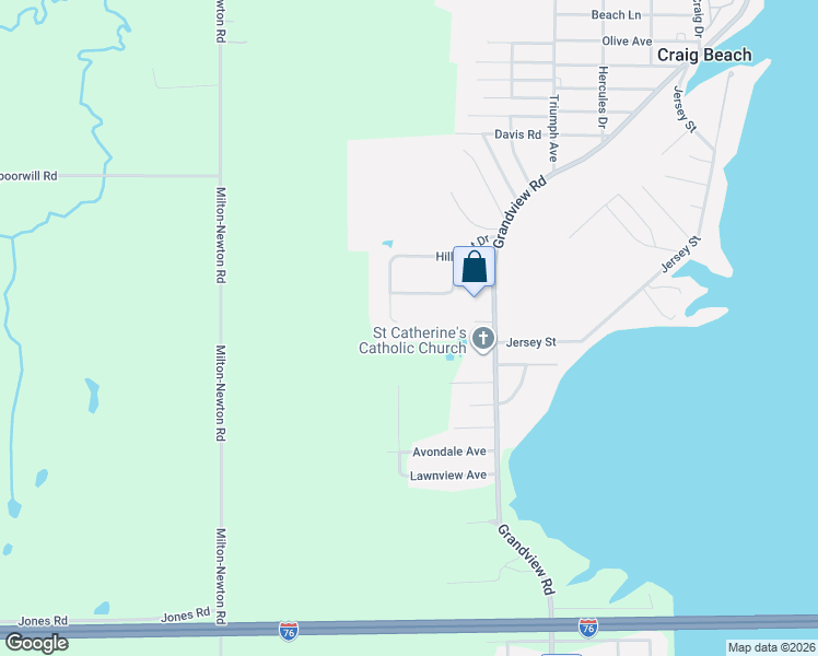 map of restaurants, bars, coffee shops, grocery stores, and more near 18054 Hillcrest Drive in Lake Milton