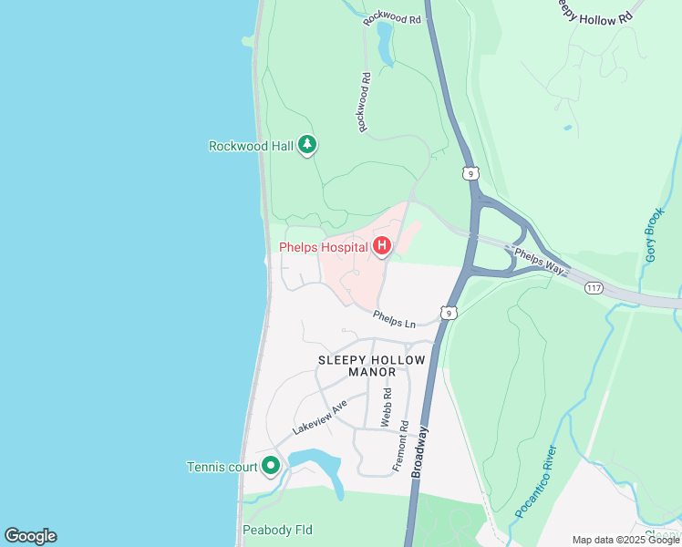 map of restaurants, bars, coffee shops, grocery stores, and more near 701 North Broadway in Sleepy Hollow