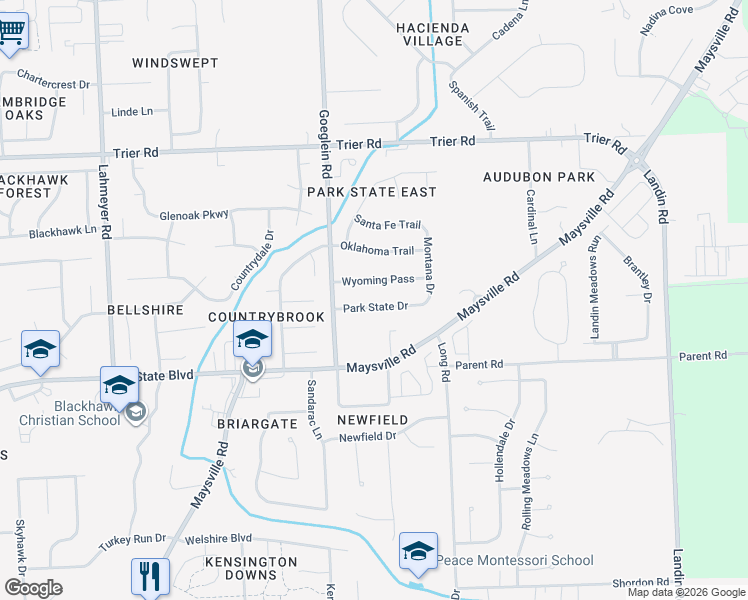map of restaurants, bars, coffee shops, grocery stores, and more near 8203 Park State Dr in Fort Wayne