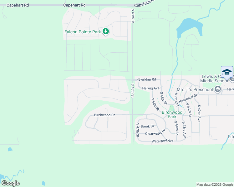 map of restaurants, bars, coffee shops, grocery stores, and more near 5001 Helwig Avenue in Papillion
