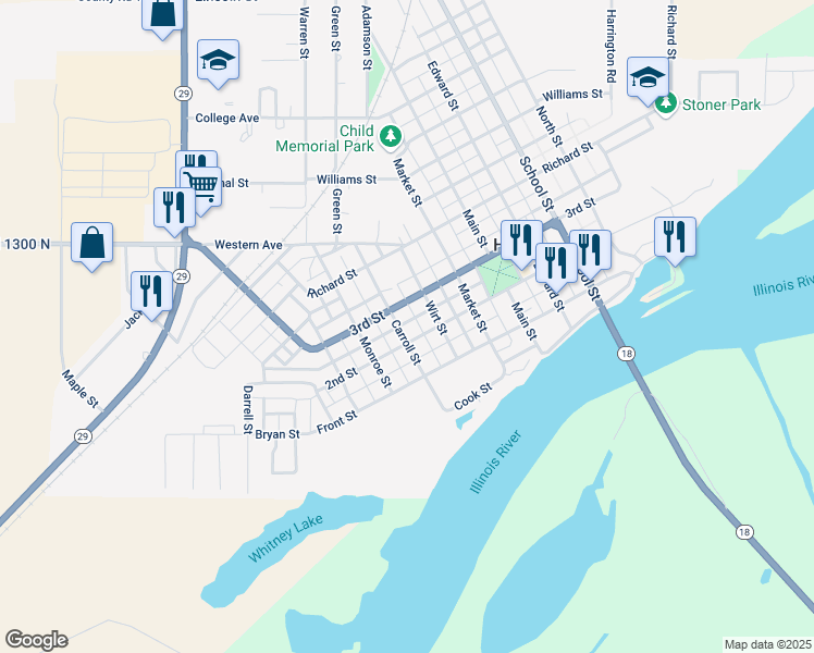 map of restaurants, bars, coffee shops, grocery stores, and more near 406 Carroll Street in Henry