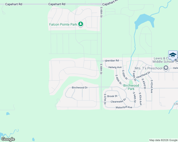 map of restaurants, bars, coffee shops, grocery stores, and more near 5001 Helwig Avenue in Papillion