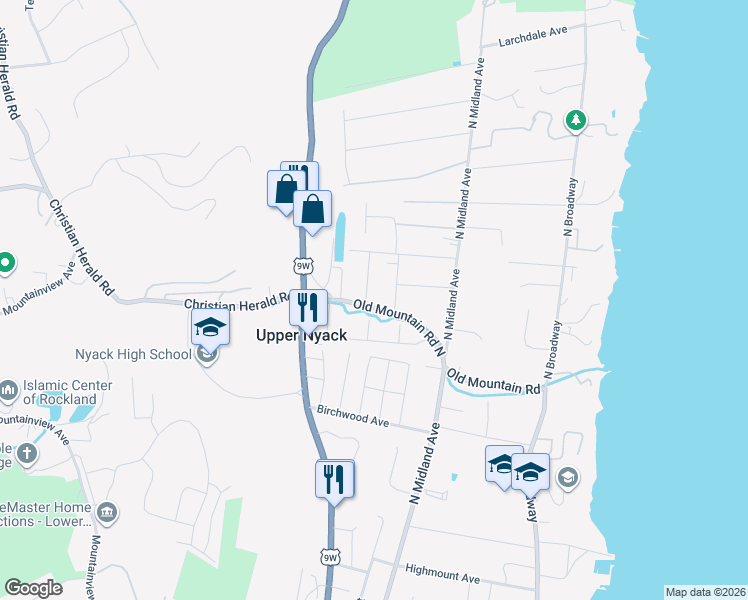 map of restaurants, bars, coffee shops, grocery stores, and more near 501 Spook Hollow Road in Nyack