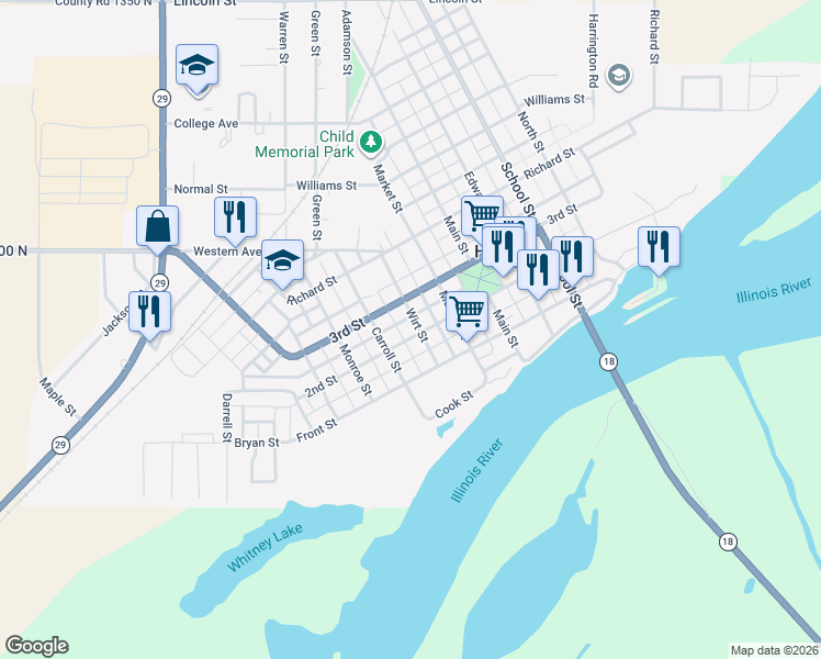 map of restaurants, bars, coffee shops, grocery stores, and more near 401 Wirt Street in Henry