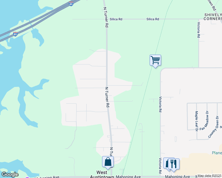 map of restaurants, bars, coffee shops, grocery stores, and more near 6695 Abbott Avenue in Youngstown
