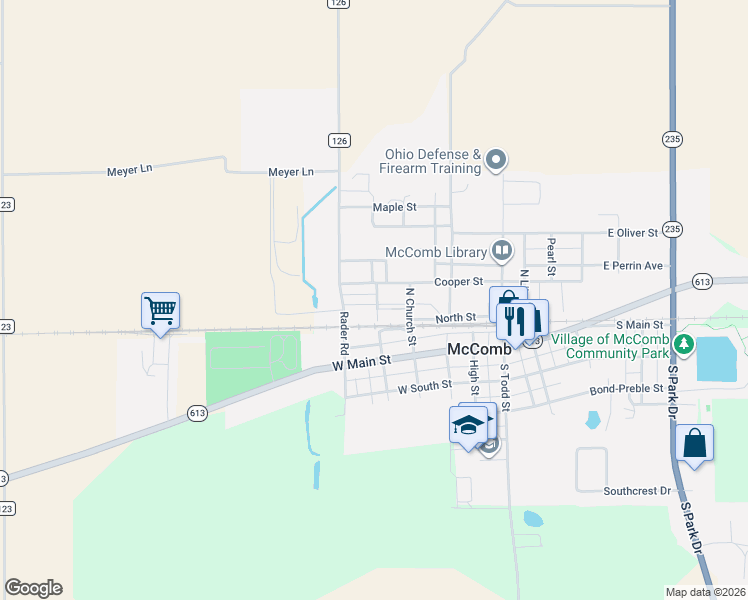 map of restaurants, bars, coffee shops, grocery stores, and more near 212 Walnut Street in McComb