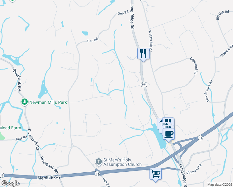 map of restaurants, bars, coffee shops, grocery stores, and more near 29 Valley View Drive in Stamford