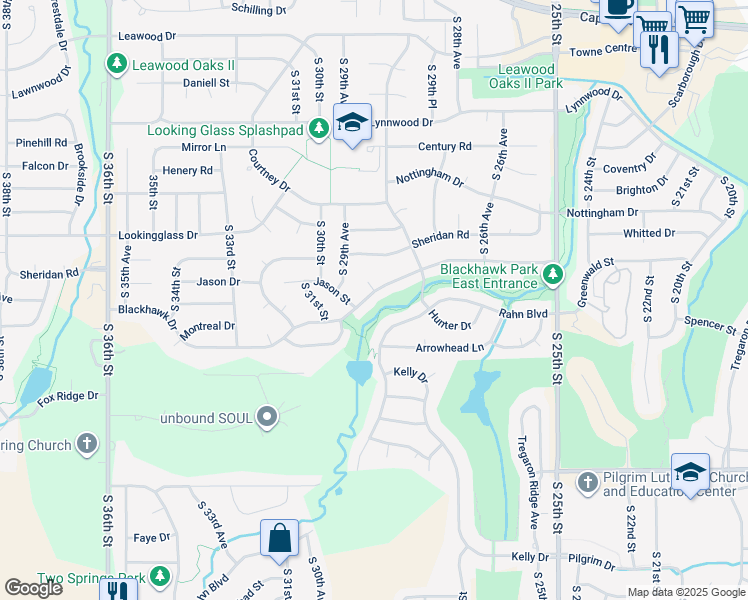 map of restaurants, bars, coffee shops, grocery stores, and more near 2917 Blackhawk Drive in Bellevue